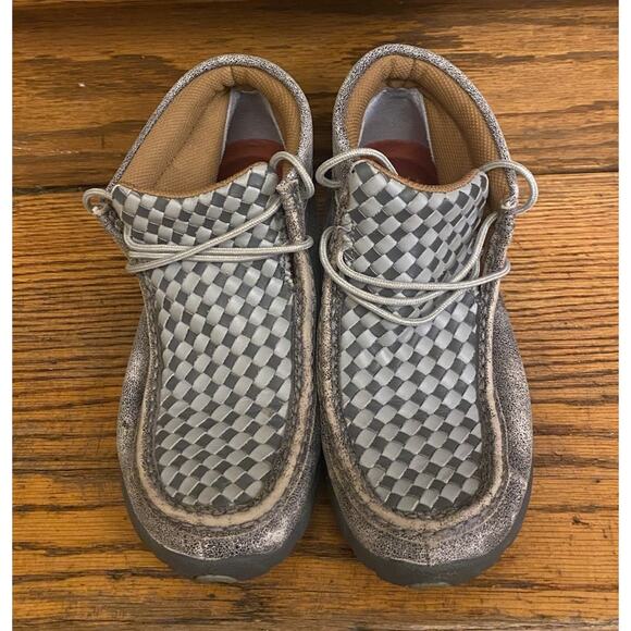 Twisted X Men's 6.5 Casual Gray Leather Basket Weave Driving Mocs MDM0073 - Picture 2 of 8